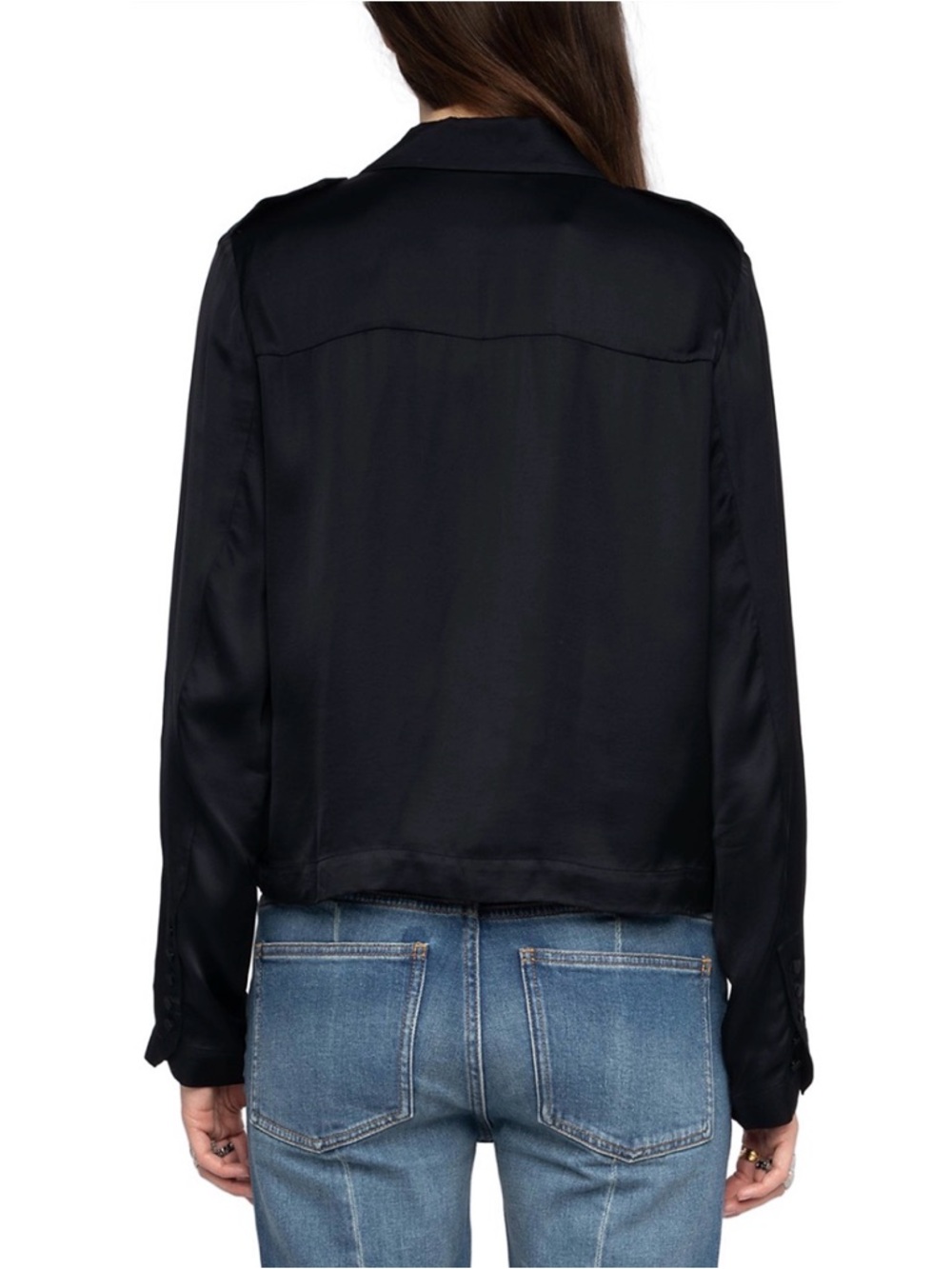 Zadig & Voltaire Black Satin-Feel Double-Breasted Blazer - Picture 3 of 5